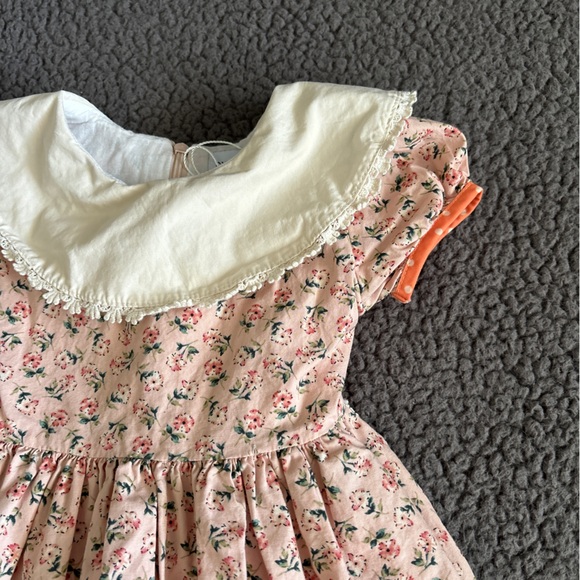 Only little once dress baby girl 3 cream orange floral classic flowy vintage - Picture 2 of 7